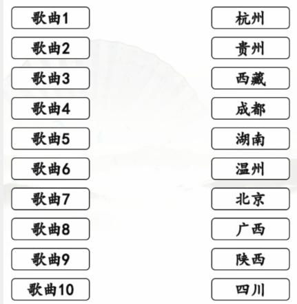 《汉字找茬王》搞笑省市歌找到对应的歌曲通关攻略